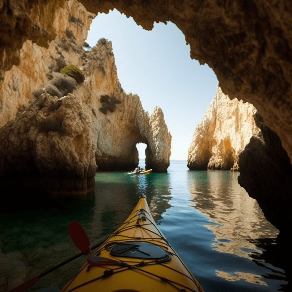 Kayak na Ponta da Piedade em Lagos sul de Portugal